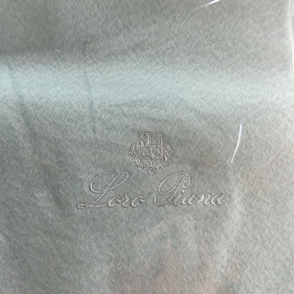 Lori Piana Fringed embroidered cashmere throw - light green - Picture 2 of 3